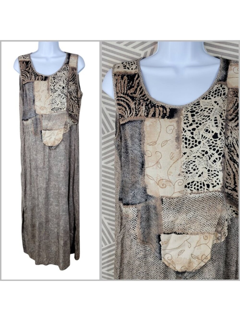 Vintage 90s Animal Print Dress Medium Party Snake Floral Art To Wear Layered Top